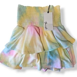NEW Yana K Portofino Pastel Tie Dye French Terry Mini Skirt Size XS